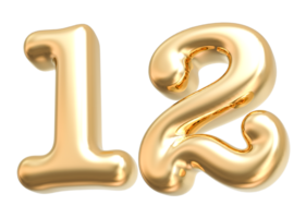 Gold 3d Nummer 12 png