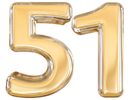 Gold 3d Nummer 51 png