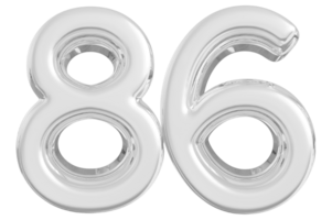 Silver 3d Number 86 png