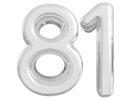 Silver 3d Number 81 png