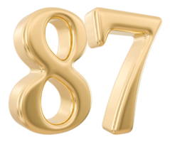 Gold 3d Number 87 png