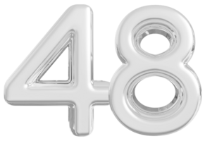 Silver 3d Number 48 png