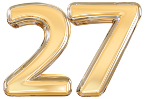 Gold 3d Number 27 png