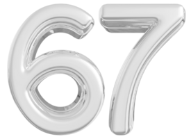 Silver 3d Number 67 png