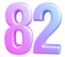 3d number 82 gradient png