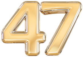 Gold 3d Number 47 png