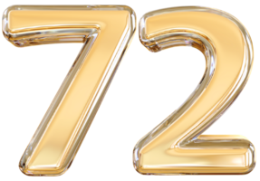 Gold 3d Number 72 png