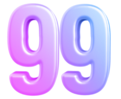 3d number 99 gradient png