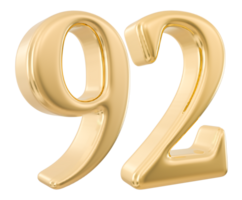 Gold 3d Nummer 92 png