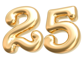 Gold 3d Number 25 png