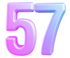 3d number 57 gradient png