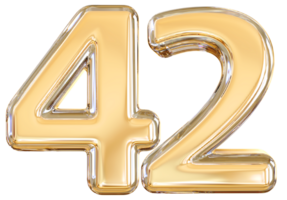 Gold 3d Nummer 42 png