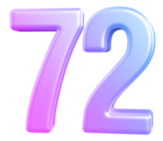 3d number 72 gradient png