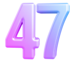 3d number 47 gradient png