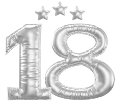 18 Anniversary number silver balloons png