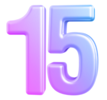 3d number 15 gradient png