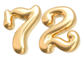 Gold 3d Number 72 png