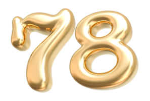 Gold 3d Number 78 png