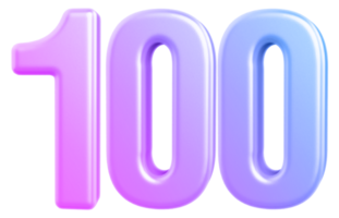 3d number 100 gradient png