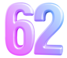 3d number 62 gradient png