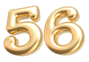 Gold 3d Number 56 png