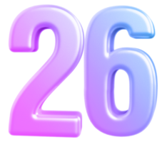 3d number 26 gradient png