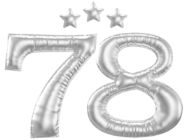 78 anniversaire nombre argent ballon png