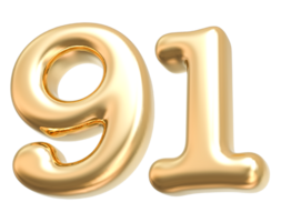 oro 3d número 91 png