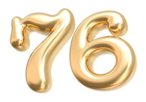 Gold 3d Nummer 76 png