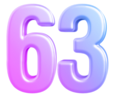 3d number 63 gradient png