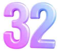 3d number 32 gradient png