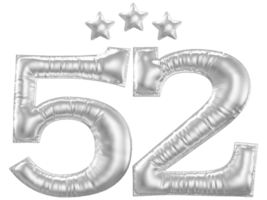 52 Anniversary number silver balloon png