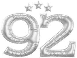 92 Anniversary number silver balloon png