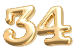 Gold 3d Nummer 34 png