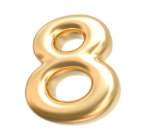 Gold 3d Number 8 png