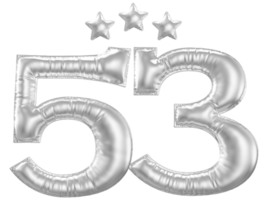 53 årsdag siffra silver- ballong png