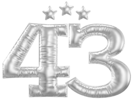 43 anniversaire nombre argent ballon png