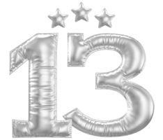 13 Anniversary number silver balloon png