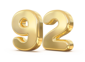 Gold 3d Nummer 92 png