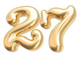 Gold 3d Number 27 png