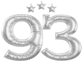 93 anniversaire nombre argent ballon png