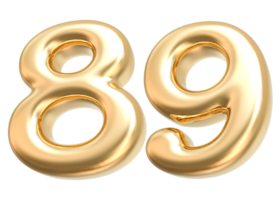 oro 3d número 89 png