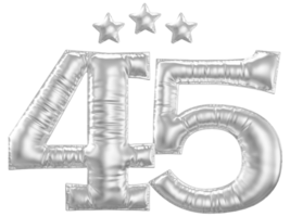 45 Anniversary number silver balloon png