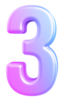 3d number 3 gradient png