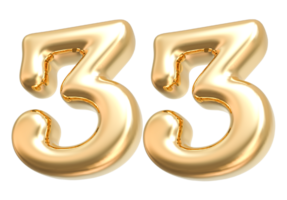 Gold 3d Number 33 png