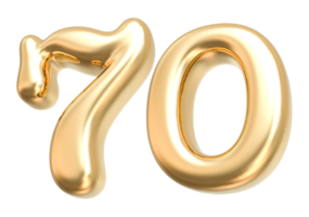 Gold 3d Nummer 70 png