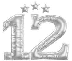 12 anniversaire nombre argent ballon png