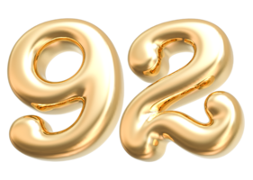 Gold 3d Number 92 png