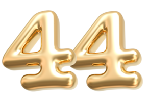 Gold 3d Number 44 png