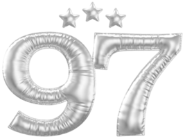 97 Anniversary number silver balloon png